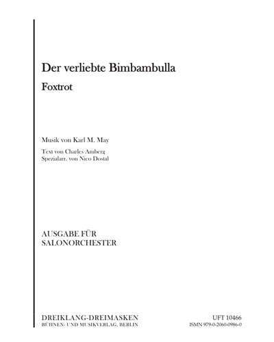 Der verliebte Bimbambulla (Foxtrot) — Karl M May
