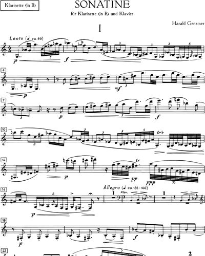 Sonatina for Clarinet and Piano — Harald Genzmer