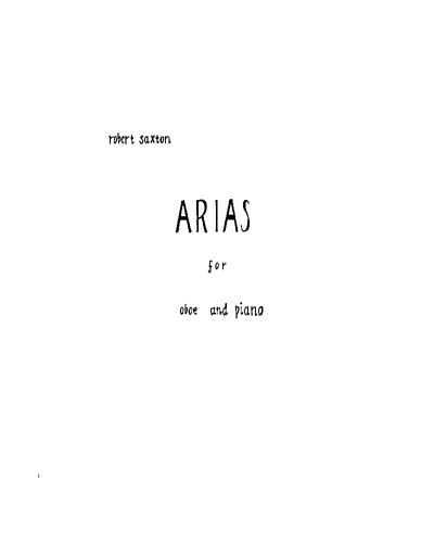 Arias for Oboe and Piano — Robert Saxton