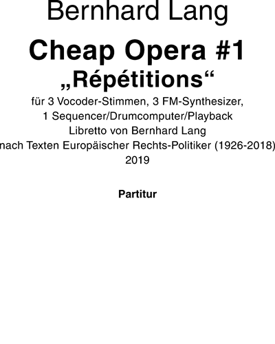 Cheap Opera #1 — Bernhard Lang
