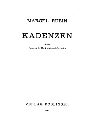 Cadenza for Double Bass Concerto — Marcel Rubin