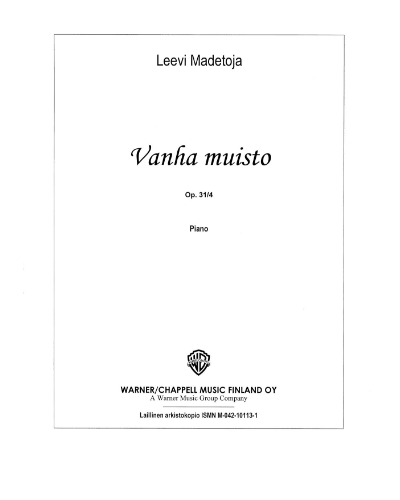 Wanha muisto, op. 31/4 — 莱维·马代托亚