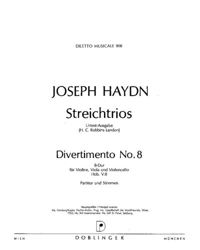 Divertimento No. 8 in B-flat major, Hob. V:8 — Joseph Haydn