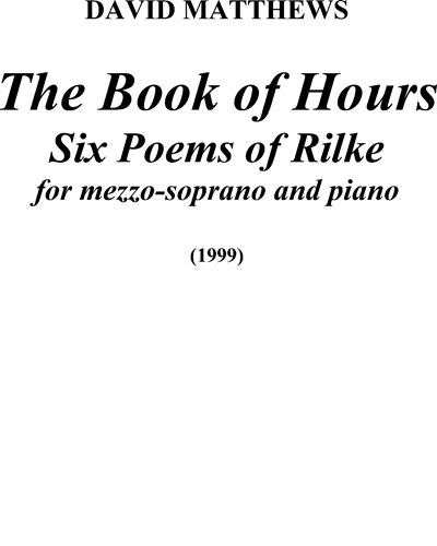 Book of Hours, The, op. 10 — David Matthews