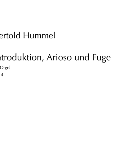Introduction, Arioso and Fugue, op. 4 — Bertold Hummel