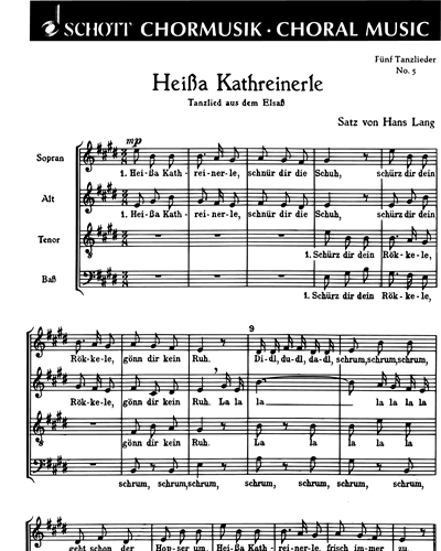 Fünf Tanzlieder — Hans Lang