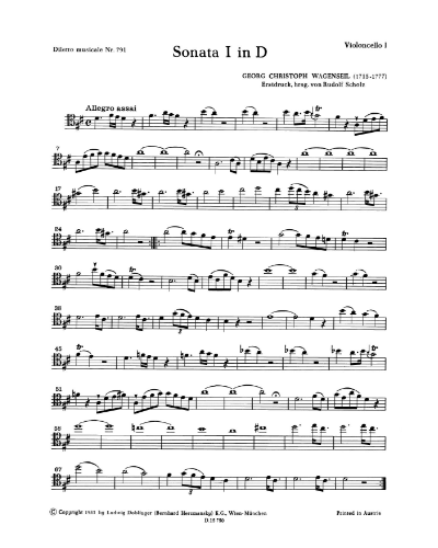 Sonata No. 1 in D major — 瓦根塞尔