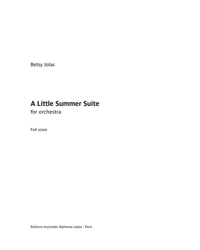 A Little Summer Suite — Betsy Jolas