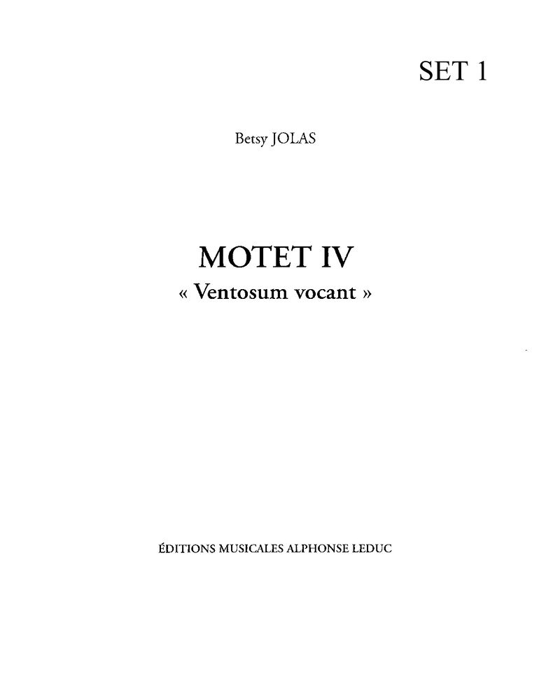 Motet IV "Ventosum Vocant" — Betsy Jolas