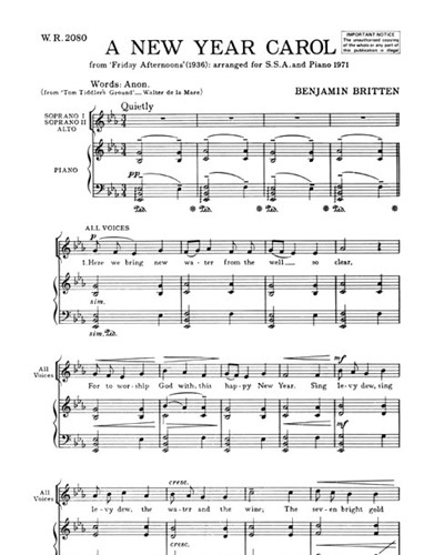 A New Year Carol (No. 5 from 'Friday Afternoons') — 布里顿