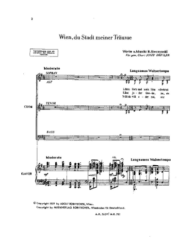 Wien, du Stadt meiner Träume — Rudolf Sieczynski