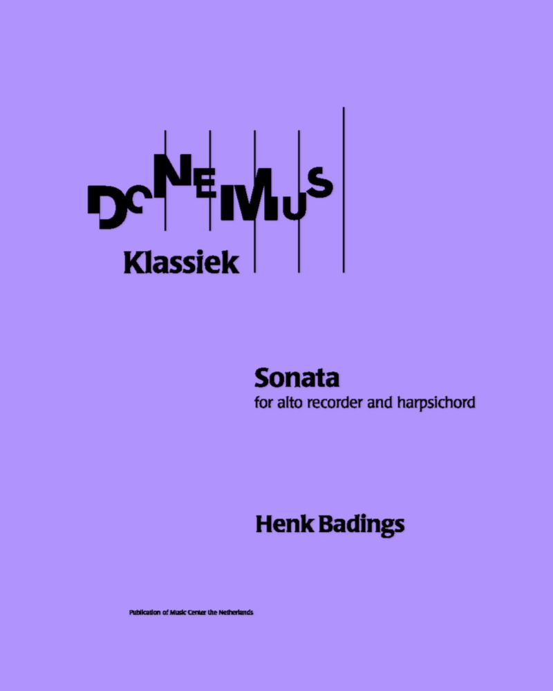 Sonata for Alto Recorder and Harpsichord — Henk Badings