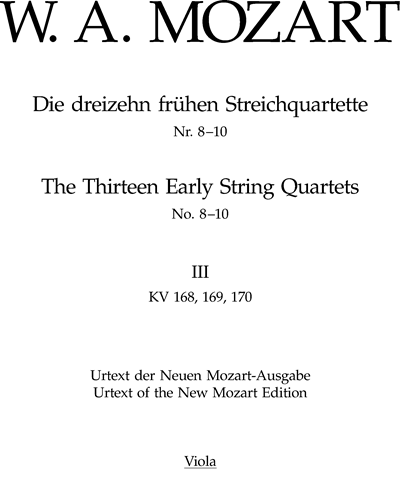 The Thirteen Early String Quartets, Volume III K. 168, 169, 170 — 莫扎特