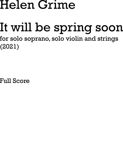 It will be spring soon — Helen Grime