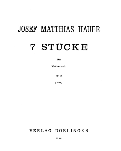 Seven Pieces, op. 56 (1928) — 约瑟夫·马蒂亚斯·豪尔