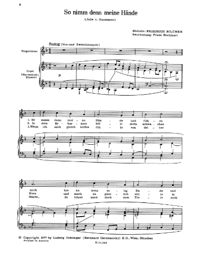 So nimm denn meine Hände — Friedrich Silcher
