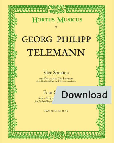 Four Sonatas for Treble Recorder and Basso continuo, TWV 41:F2, B3, f1, C2 — 泰勒曼