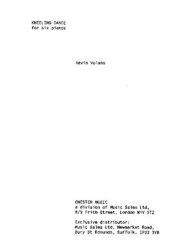 Kneeling Dance (for Six Pianos) — Kevin Volans