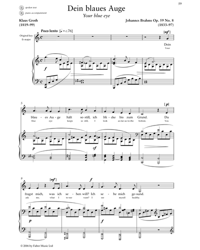 Dein blaues Auge, op. 59 — 勃拉姆斯