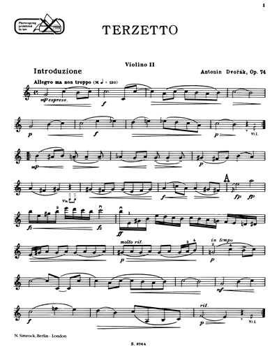 Terzetto, op. 74 — 德沃夏克