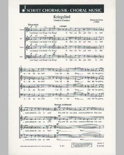Kriegslied — Friedrich Zehm