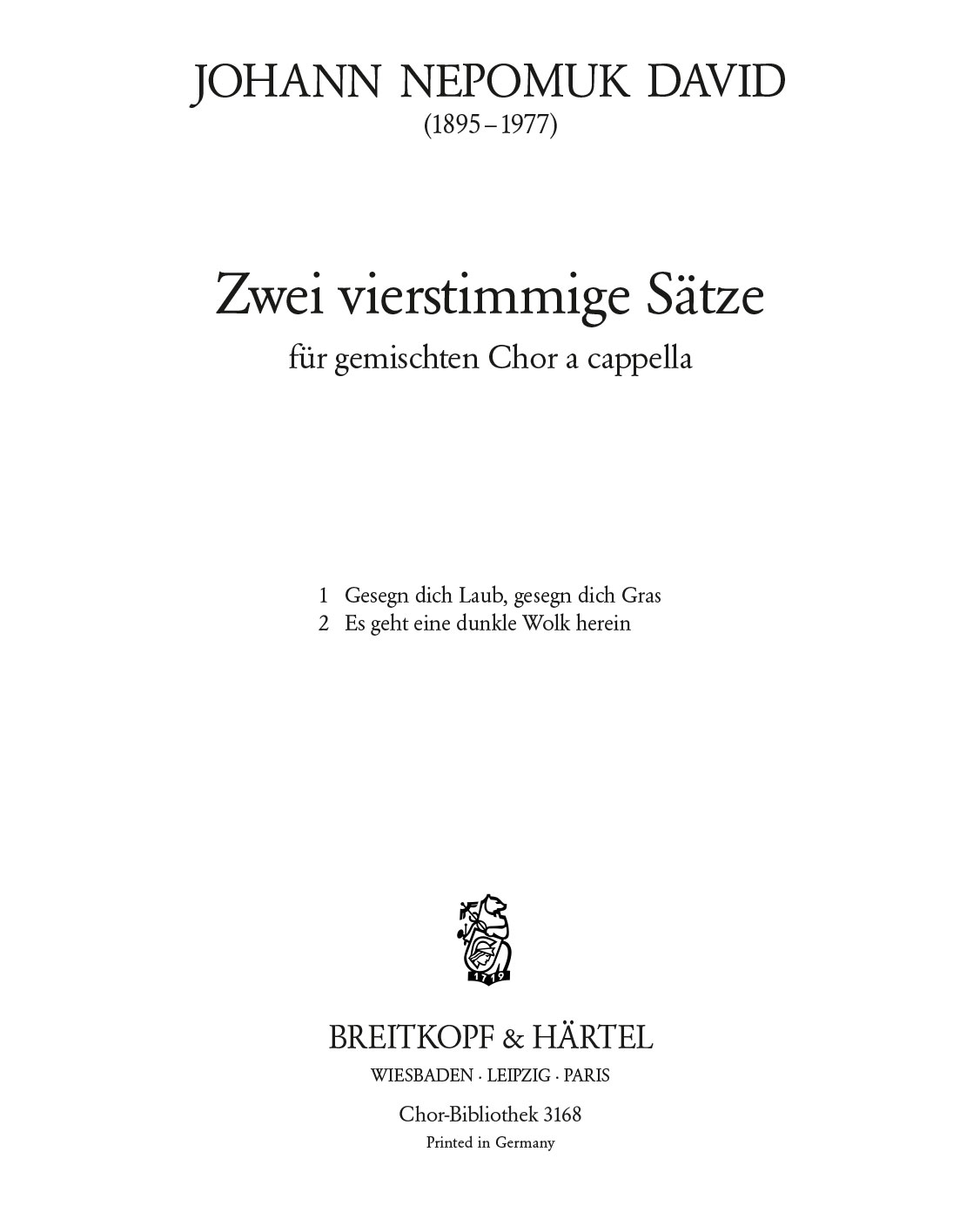 Two Four-Part Pieces — Johann Nepomuk David