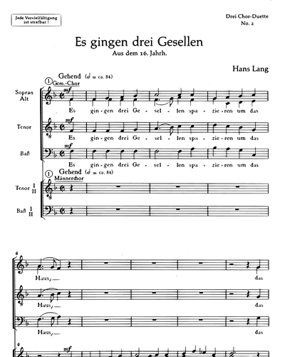 Drei Chorduette — Hans Lang