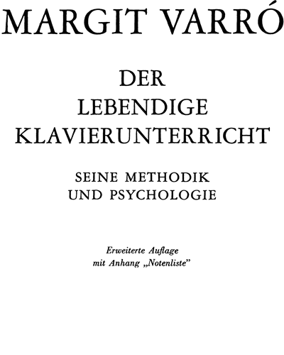 Der Lebendige Klavierunterricht — Margit Varró