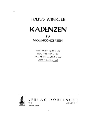 Cadenza for Viotti Violin Concerto in A minor, No. 22 — Julius Winkler