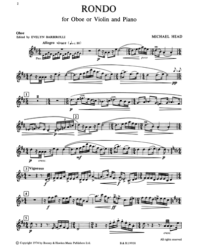 Rondo for Oboe or Violin and Piano — Michael Head