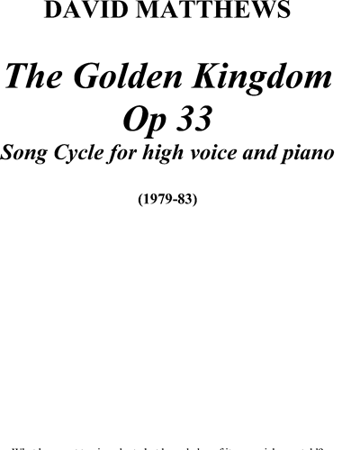 The Golden Kingdom, op. 33 — David Matthews