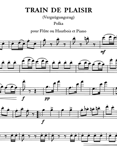 Train De Plaisir Polka (for Flute or Oboe and Piano) — 小约翰·施特劳斯