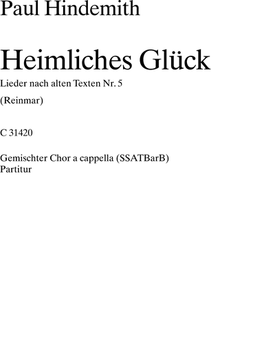 Lieder nach alten Texten, op. 33 — 欣德米特