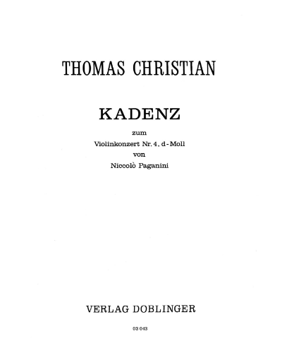 Cadenza for Paganini Violin Concerto in D minor, No. 4 — Thomas Christian