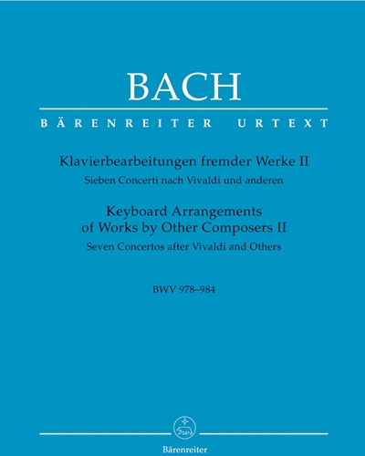 Keyboard Arrangements of Works by Other Composers II BWV 978-984 — 巴赫