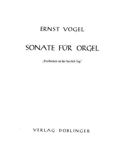 Sonata for Organ — Ernst Vogel