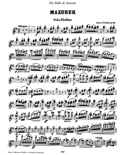 Mazurka in E minor, op. 49 — Antonín Dvořák