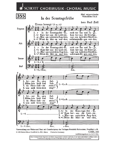 Fünf ostpreußische Volkslieder — Paul Zoll