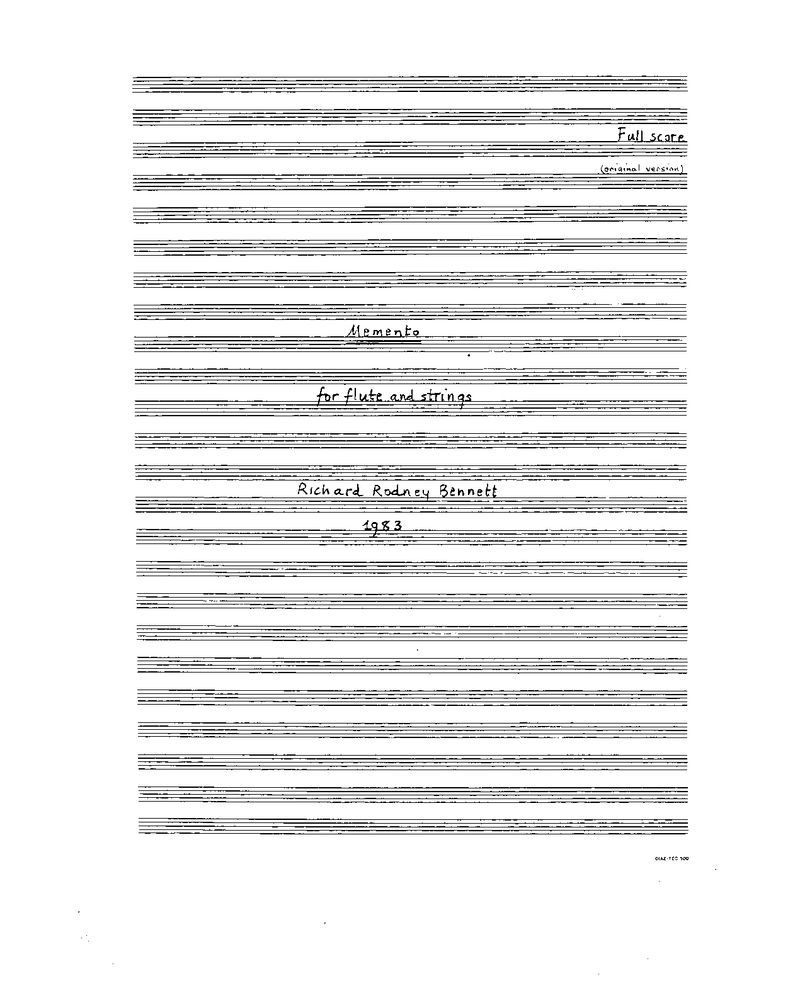 Memento — Richard Rodney Bennett