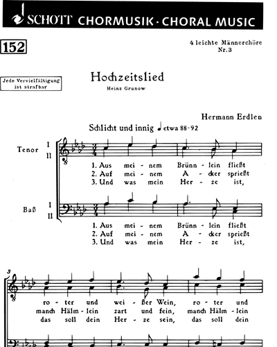 Vier leichte Männerchöre — Hermann Erdlen