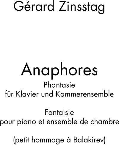 Anaphores — Gérard Zinsstag
