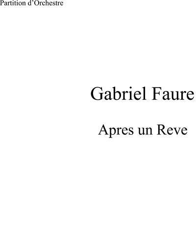 Après un rêve — 福雷