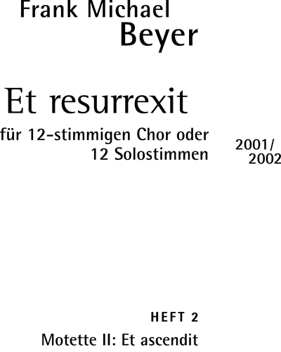 Et resurrexit Heft 2 — Frank Michael Beyer