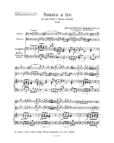 Trio Sonata No. 11 in D minor — 佩尔戈莱西