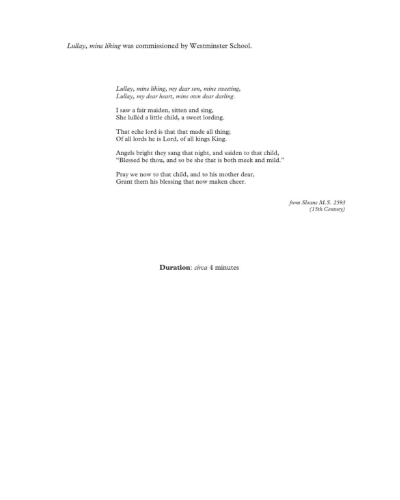 Lullay, Mine Liking — Richard Allain