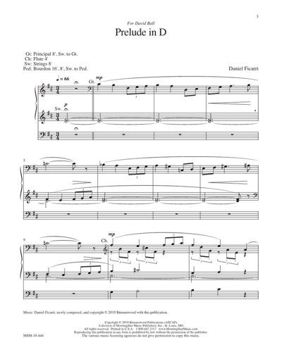 Two Pieces for Organ: Prelude in D and Exultation — Daniel Ficarri