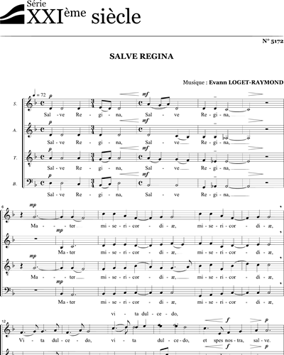 Salve Regina - Loget - SATB — Evann Loget