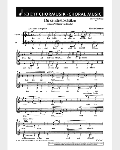 Drei Goethe-Chöre — Harald Genzmer