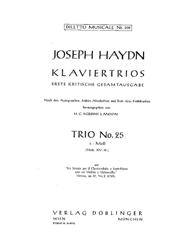 Piano Trio No. 25 in E minor, Hob. XV:12 — Joseph Haydn