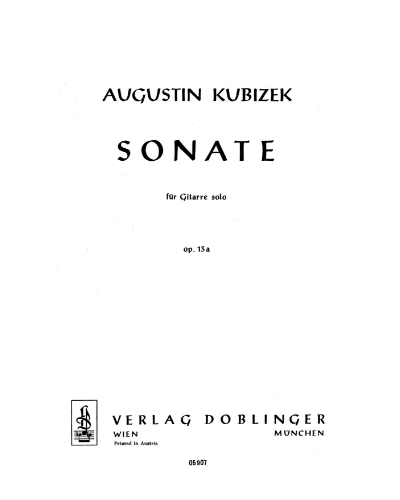 Sonata, op. 13a — Augustin Kubizek